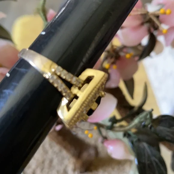 Vintage 925 black onyx white sapphire ring